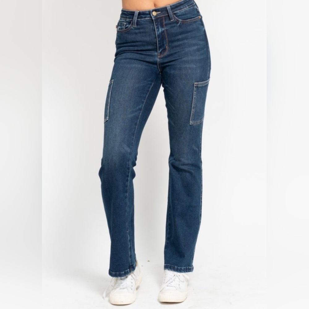 Judy Blue Dark Blue Cargo Boot Cut Jeans